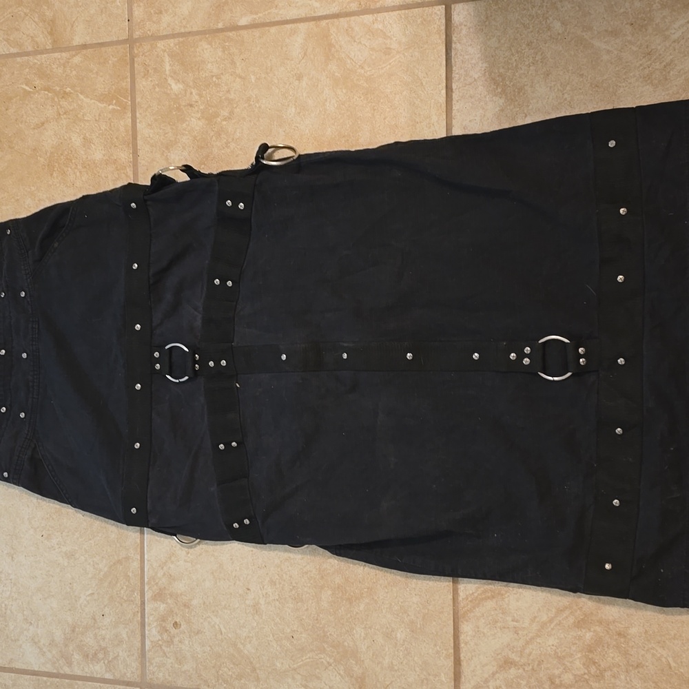 Macgirl Rivet Industrial Cyber Goth Maxi Skirt S